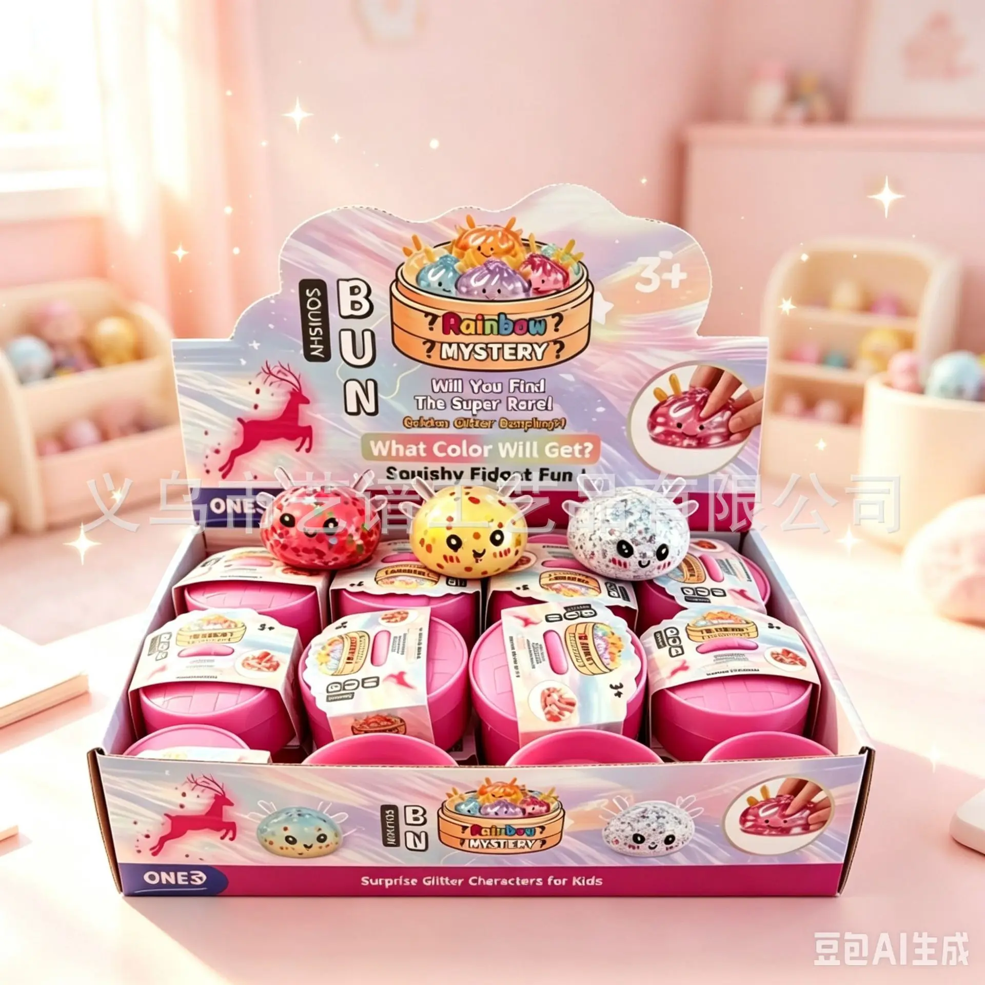 Rainbow Glitter Christmas Steamed Buns Stress Relief Toy Slow Rebound Fun Children's Pressure Relief view 3
