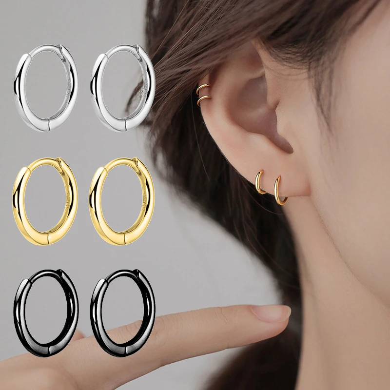 

1 pair Women/Man Stainless Steel Small Hoops Earring Piercing Ear Cartilage Tragus Simple Thin Circle Anti-allergic Ear Buckle