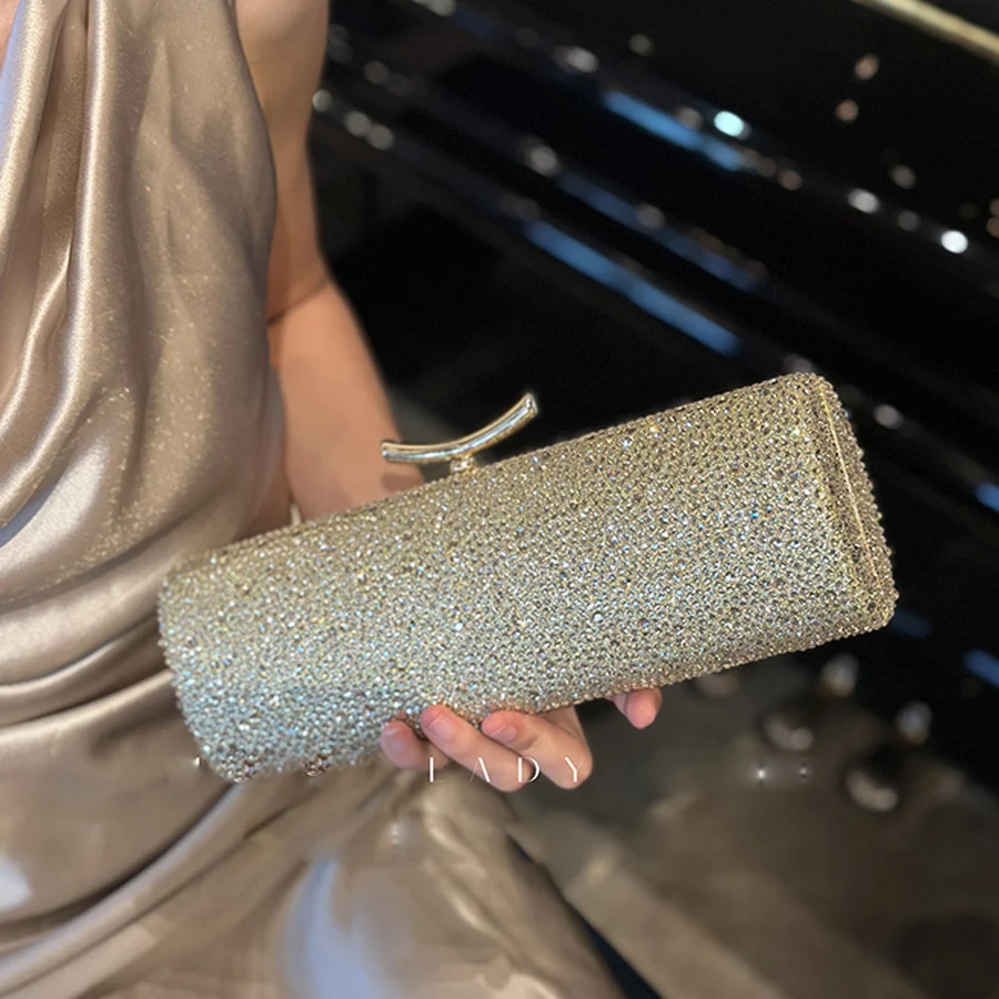 Women's Evening Bag Sparkling Rhinestone Wedding Evening Party Clutch Handbag Prom Purse Chain Shoulder Crossbody Bag Sac A Main
