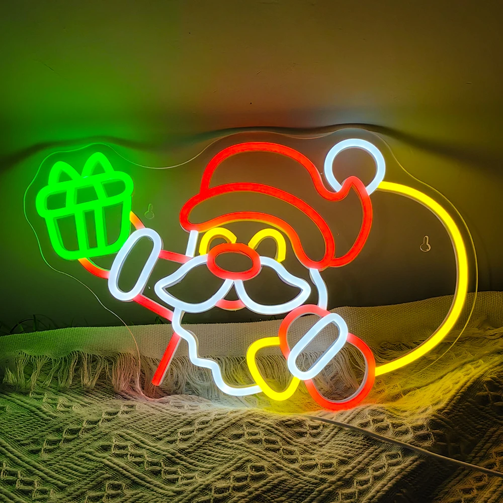 Christmas Wreath Neon Sign Artistic Christmas Party Decoration Led Light Up Sign Wall Decor For Room Decoration Home Party Shop