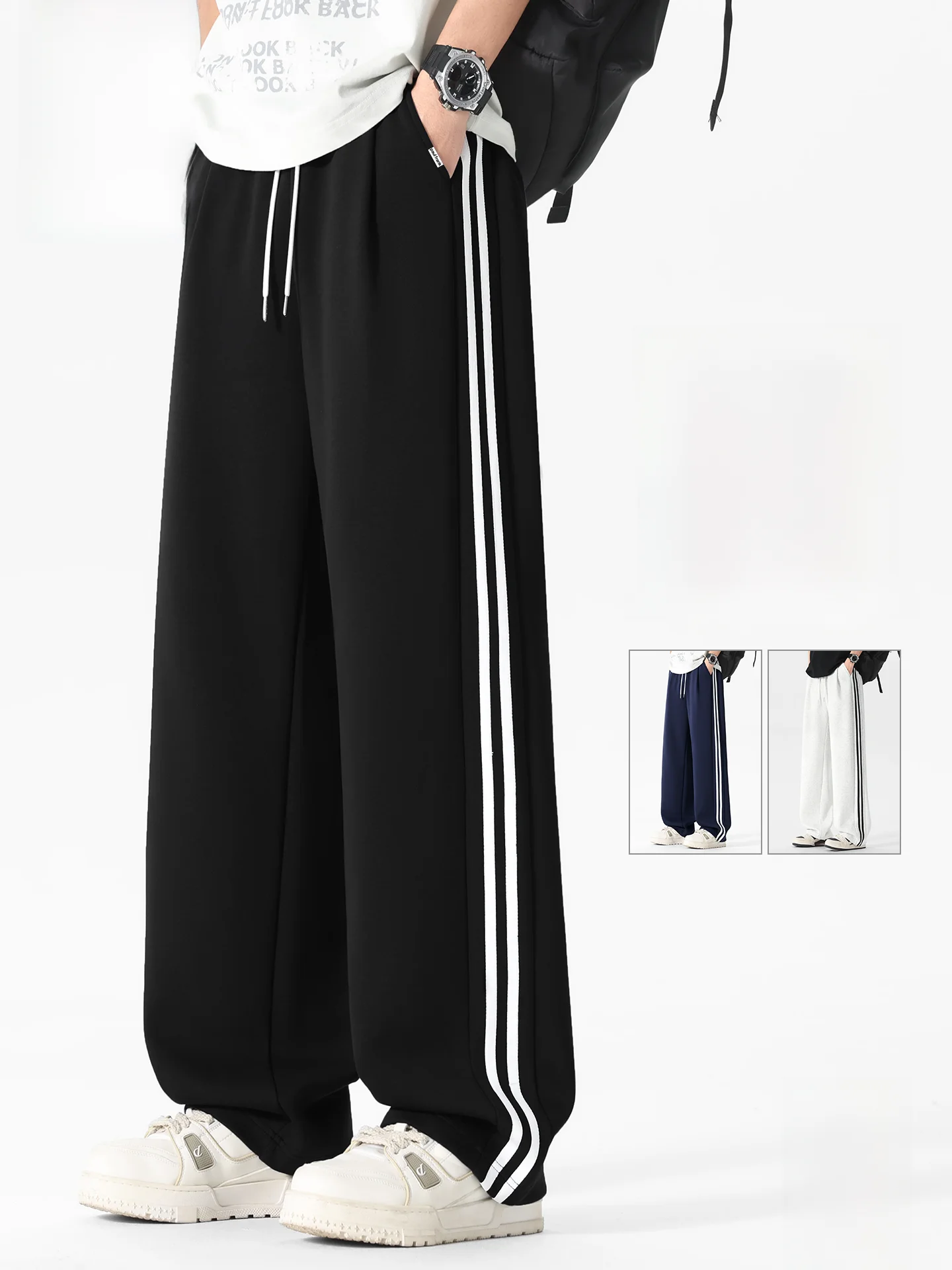 

Мужские повседневные брюки свободного кроя в полоску, весна 2026, американские хлопковые брюки прямого кроя