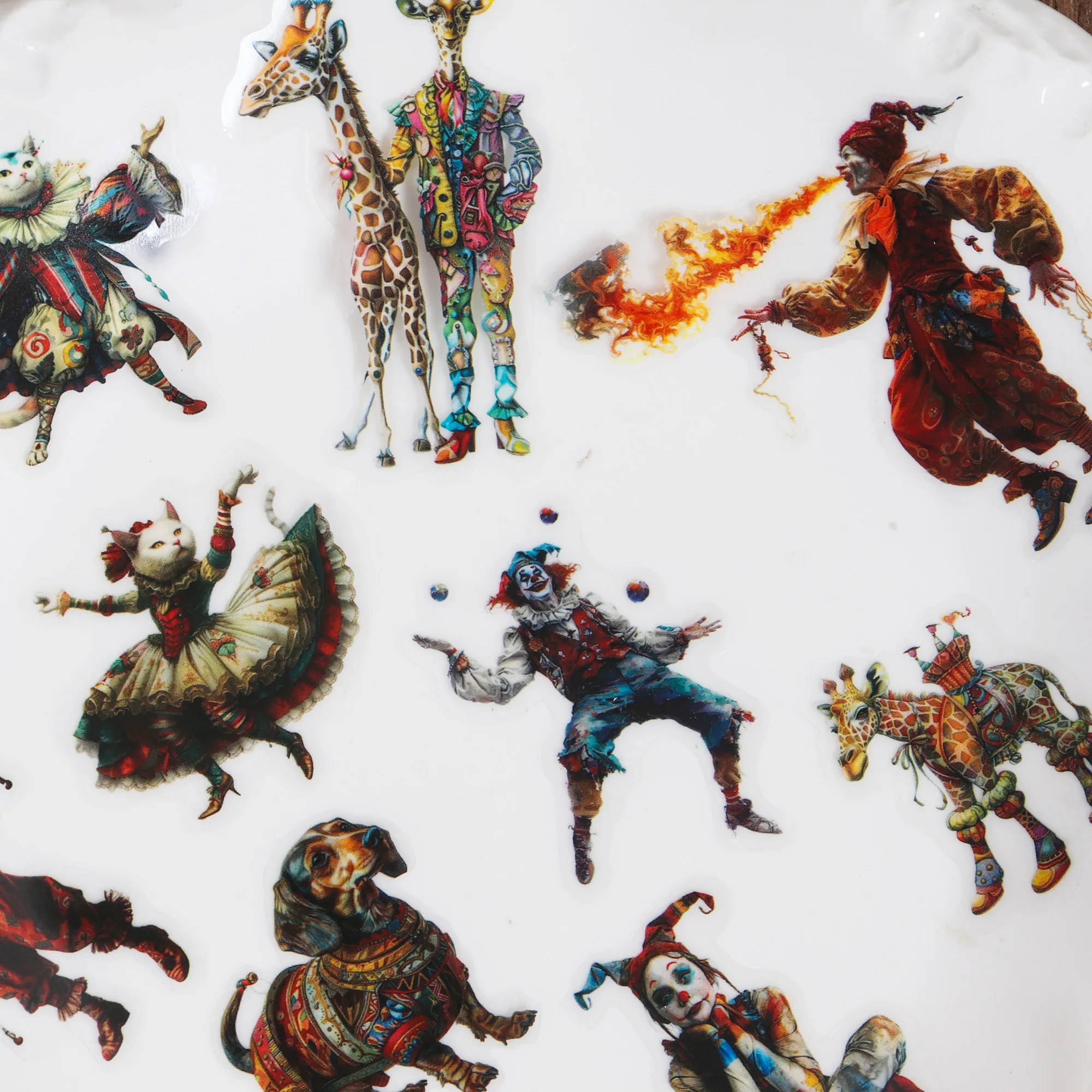 56 قطعة-68 قطعة PET وورق فني السيرك موضوع حزمة ملصقات جمالية ذاتية اللصق ، للحرف الفنية ، ملصق ديكور ذاتي الصنع ، فن المشبك