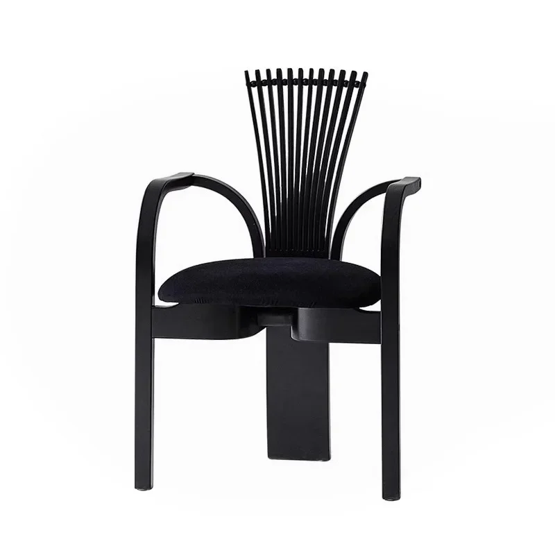 Fan chair dining chair art solid wood designer senior Internet celebrity special-shaped chair