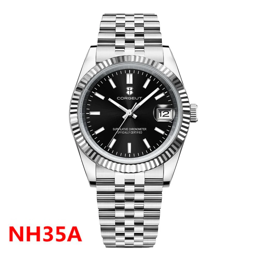 36mm/39mm Automatic Watch for Men NH35A Movement Lady Mechanical Watches Fluted Bezel 100M Watreproof Sapphire Crystal Relojes