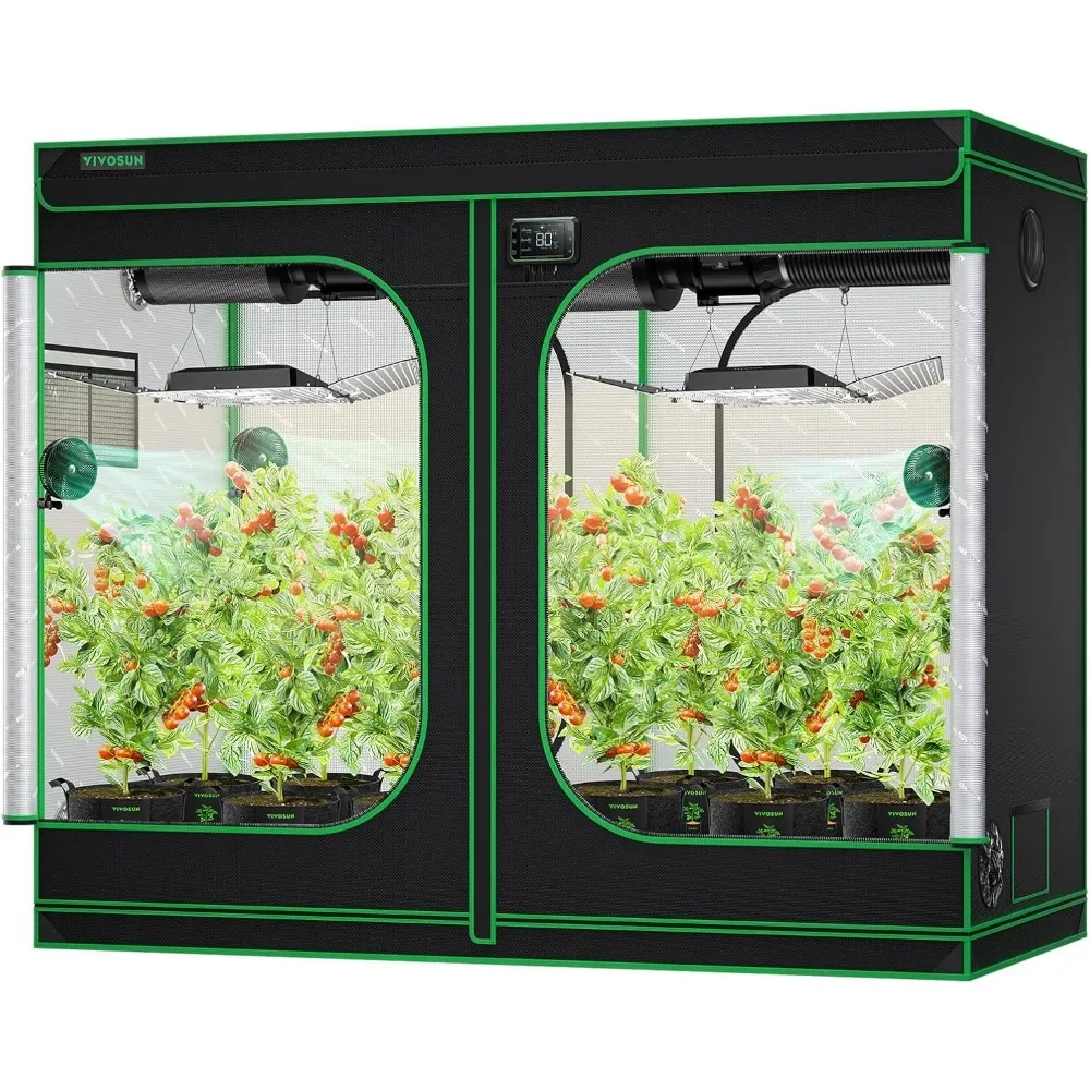 

S848 4x8 Grow Tent, 96"x48"x80" High Reflective Mylar with Observation Window and Floor Tray for Hydroponics Indoor Plant