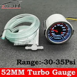 Jauge Turbo Boost mécanique avec LED blanche, capteur de suralimentation, lentille de fumée, jauge Boost,-30 pouces HG à 35 PSI, 2 po, 52mm, 12V, voiture