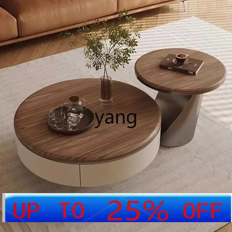 

LMMretro coffee table TV cabinet combination new size round modern simple
