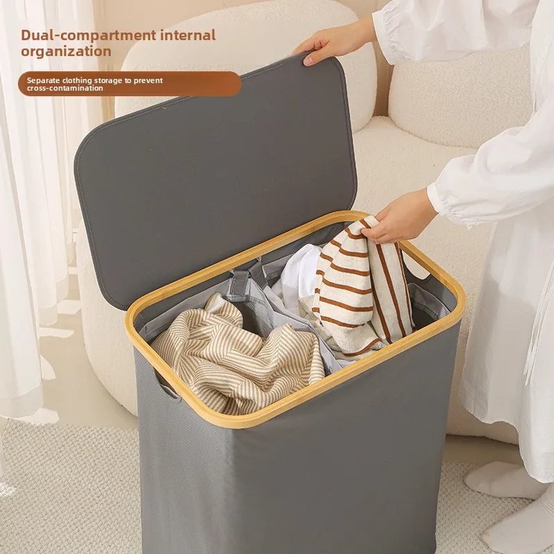 Modern Simple Foldable Dirty Clothes Basket Laundry Bag with Pull Rope Clothes Storage Bag Curtain for Home Organization