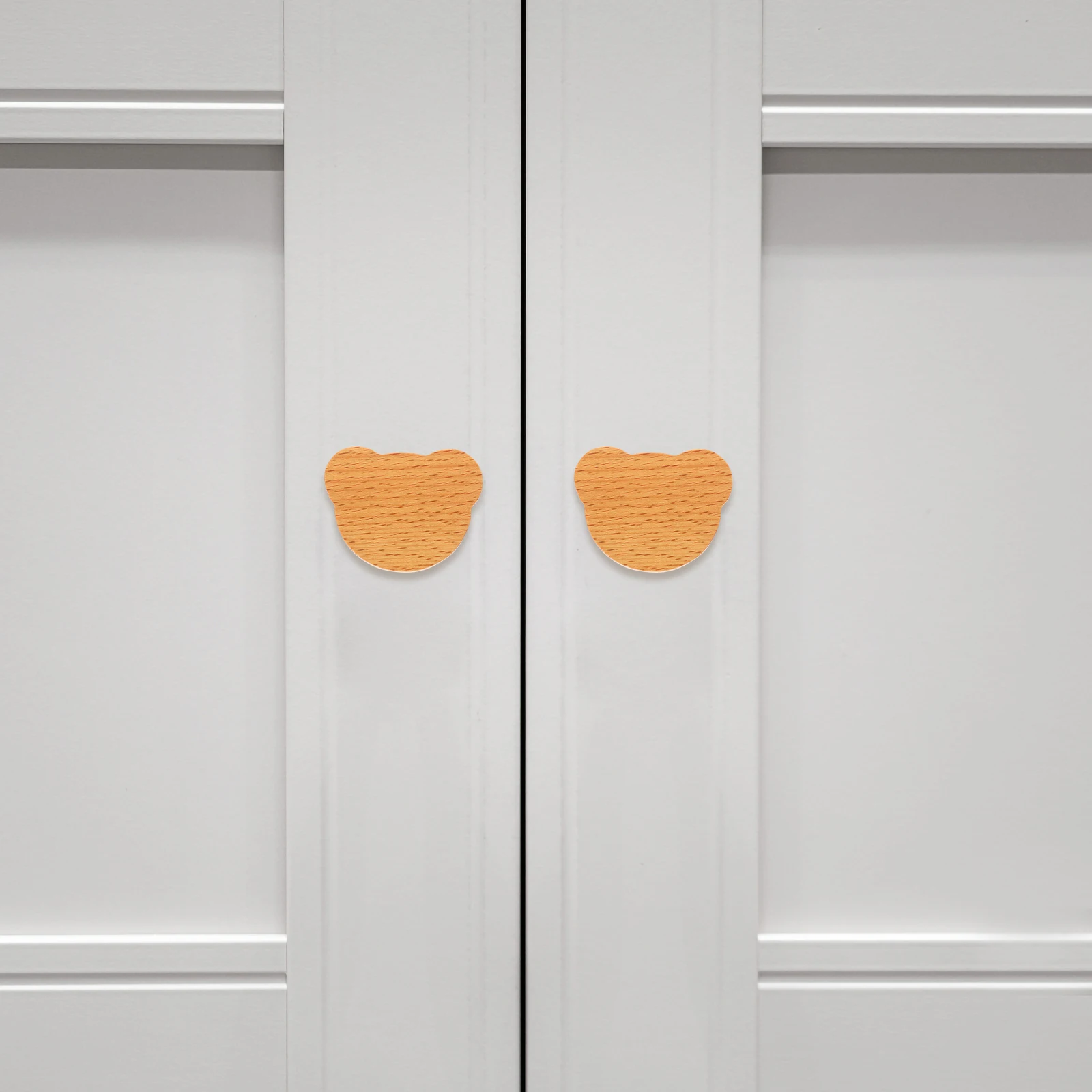 

6pcs Wooden Animal Cabinet Knobs Bear Shaped Drawer Pulls Durable Smooth Easy Install Long Time Use Cartoon Knob For Dresser