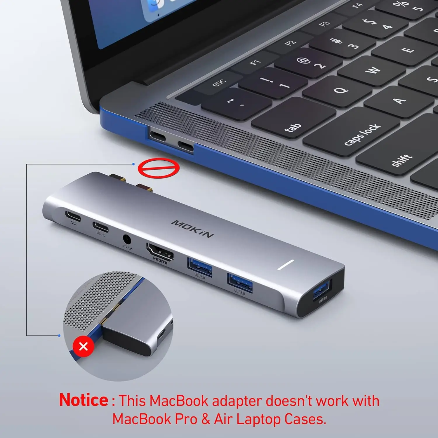 MOKiN-estación de acoplamiento USB C, Adaptador 4K HDMI, 3 USB 3,0 5gbps, USB C 3,0 y 100W Thunderbolt 3, Audio, para MacBook Pro/Air M1M2