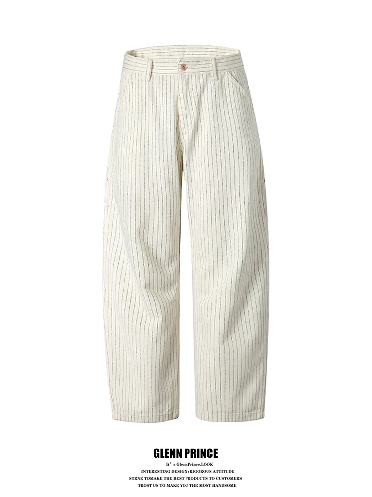 

GPstudio Men's Casual Loose Wide Leg Pants Vintage Stripe Design Comfortable Loose Fit Casual Trousers for Youth