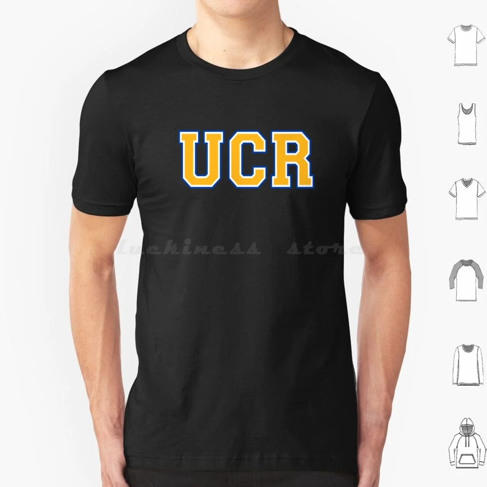 Ucr-College Font camiseta 6xl algodón Cool Tee Ucr Uc Riverside Uc Riverside Ca California azul amarillo oro Highlander
