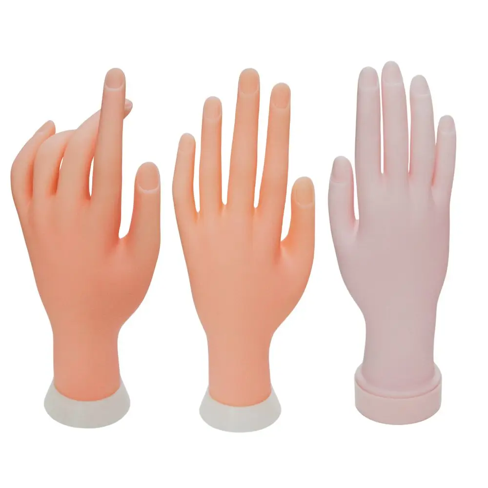 Soft Nails Practice Hand Flexible Model Mannequin  Silicone Nail Training Tools Bendable Fake Hand