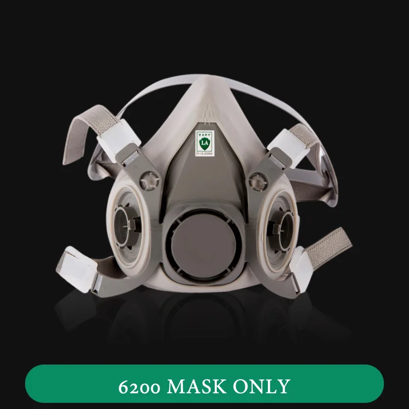 1pcs 6200 Dust Gas Respirator Reusable Rubber Half Face Mask Only For Painting Spraying Work Safety General Connection Port