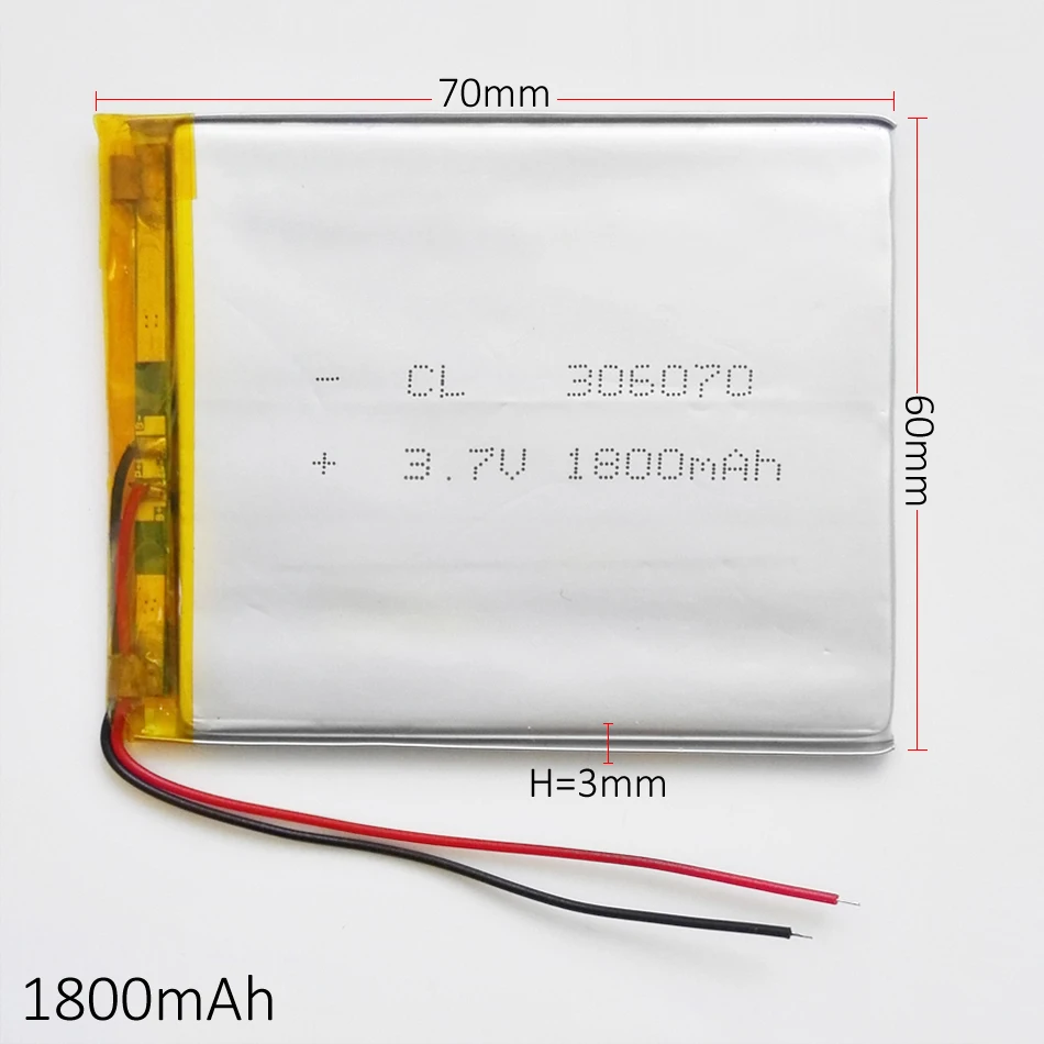 306070 3.7V 1800MAh Lipo Polymer Lithium Pin Sạc Tế Bào Cho Thiết Bị Dẫn Đường GPS DVD Ngân Hàng Điện Máy Tính Bảng Laptop 3*60*70Mm