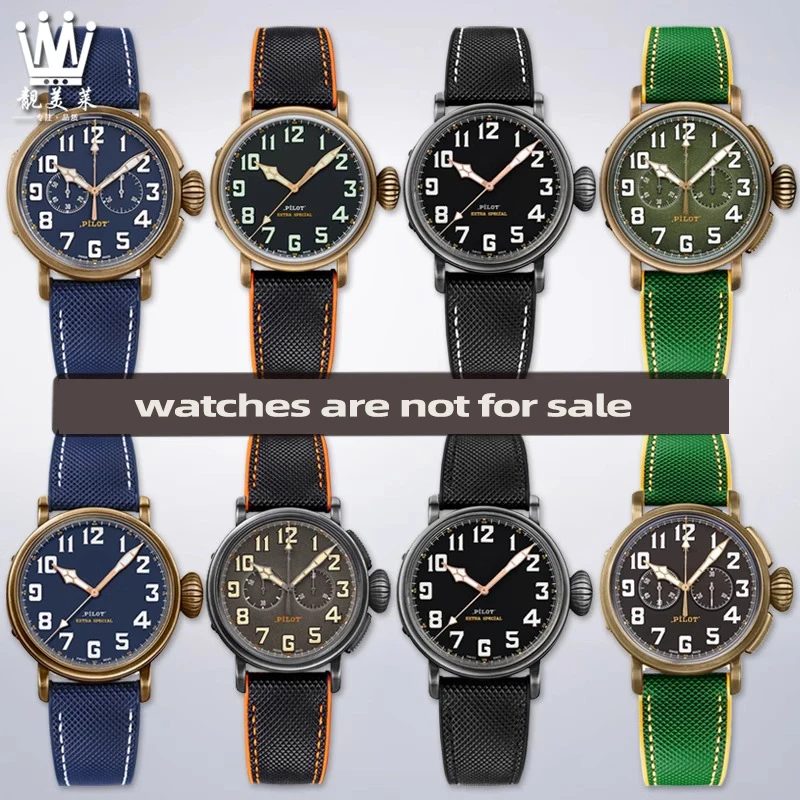 For ZENISH Pilot series 29.2430 Bronze Big Fly Nylon Rubber Bottom watch strap 20 22 23mm Men Waterproof blue orange black Strap