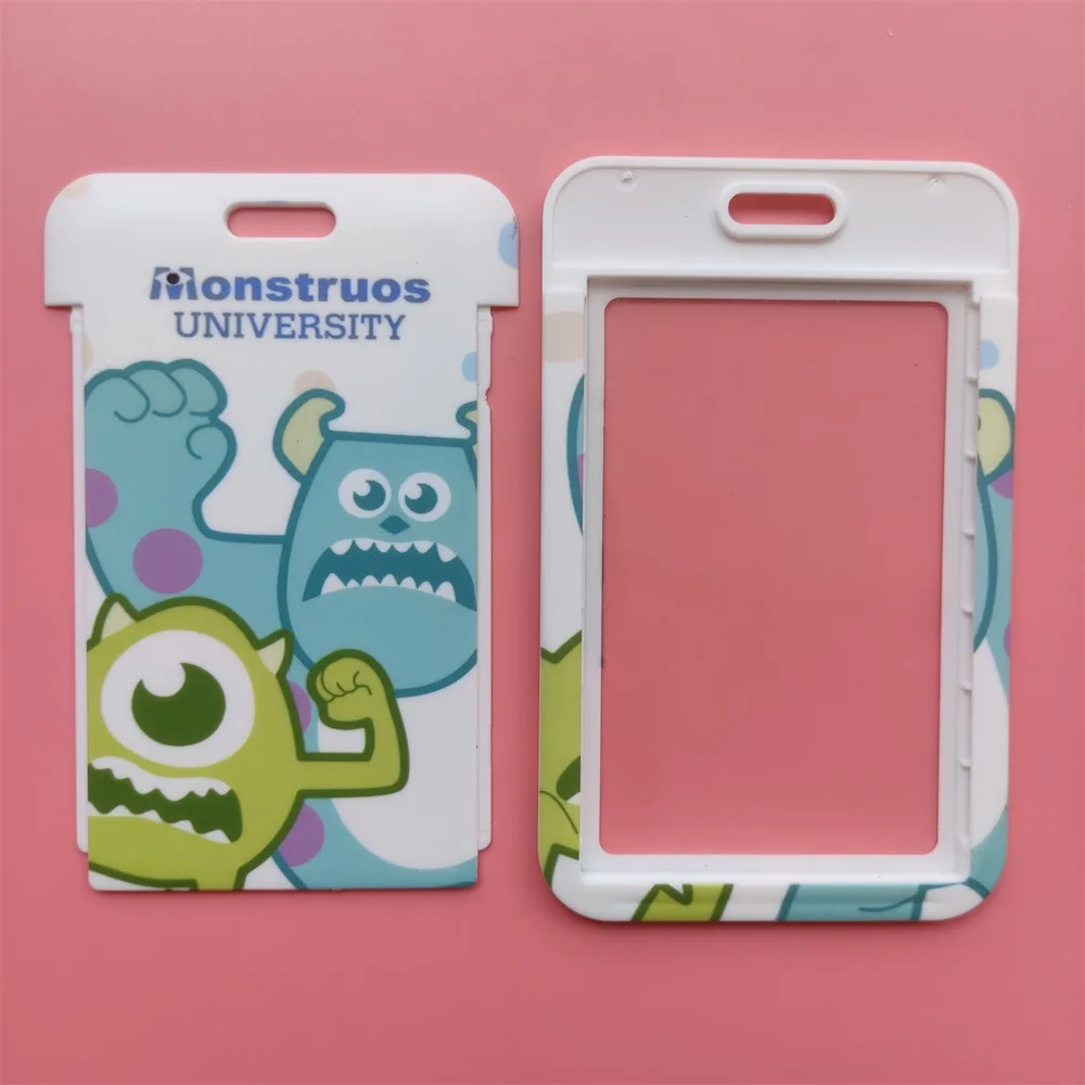 Disney Monsters University Men\'s Plastic Anime ID Card Holder Fashion Badge Sliding Work Name Tag Bus Lanyard Card Holder