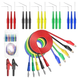 Kit sonda posteriore da 22 pezzi Kit Clip a coccodrillo con spina a Banana da 4mm con perni a sonda posteriore a 3 angoli cavi di prova automobilistici sonde per Piercing al filo