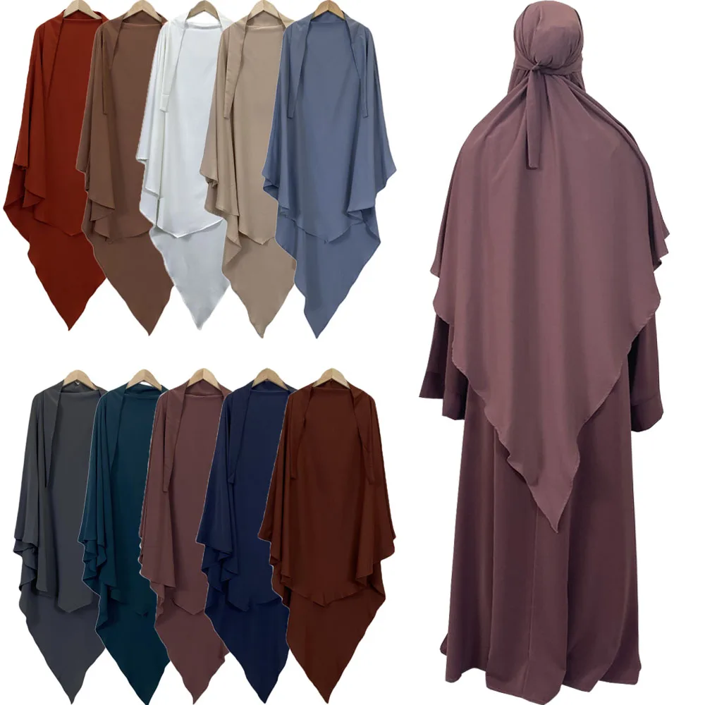 

Eid Prayer Garment Long Khimar Islam Women Hijab One Layer Amira Sleeveless Tops Abaya Ramadan Muslim Arabic Clothing Headdress