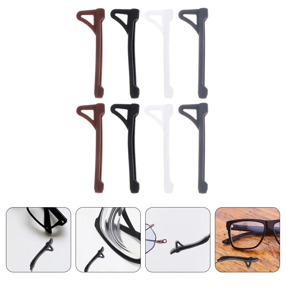 

8 Pairs Glasses Anti-slip Cover Man Ear Silica Gel Protectors for Eyeglass Grip