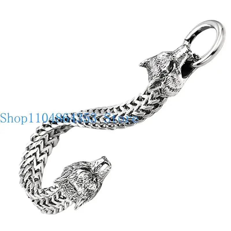 652F Men's Stainless Steel Bracelet Featuring A Unique Wolf Head Designs for Parties