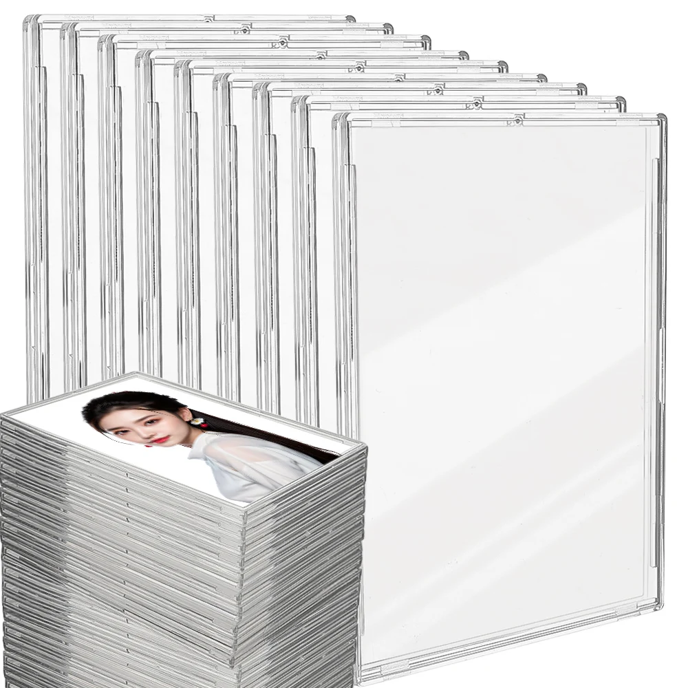 Clear Acrylic Card Holder Snap Type Gaming Sports Trading Card Display Case Kpop Idol Photo Protective Sleeves Not Magnetic image 6