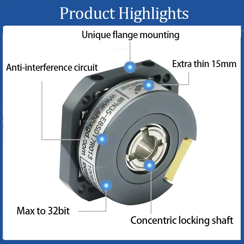 KH35 Shaft 6mm/8mm High Resolution 10000~19Bits Ppr Incremental Tiny Rotary Industrial Encoder IP50 Protection CE