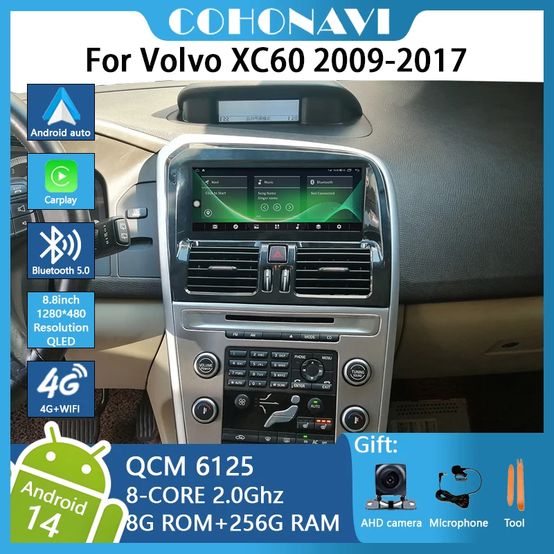 COHO For Volvo XC60 2009-2017 Android14 QCM 6125 8-core 8+256GB  Car Navigation CarPlay Car Radio Multimedia Video Player GPS