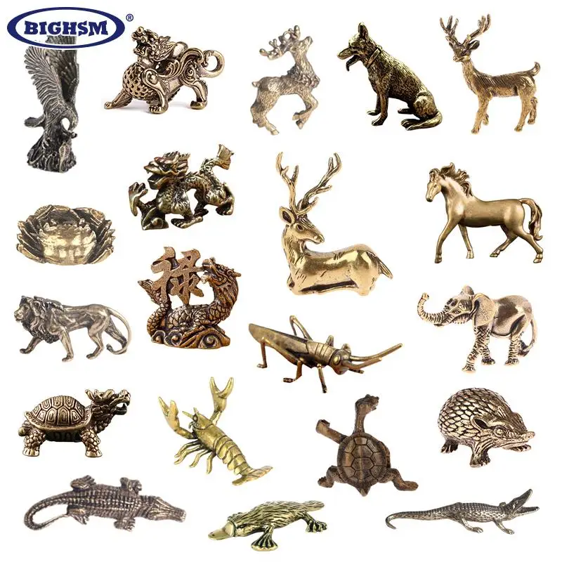 36 Styles Brass Chinese Ancient Mythical Beast Miniature Figurine Dragon Tiger Turtle Feng Shui Ornament Home Decoration Craft