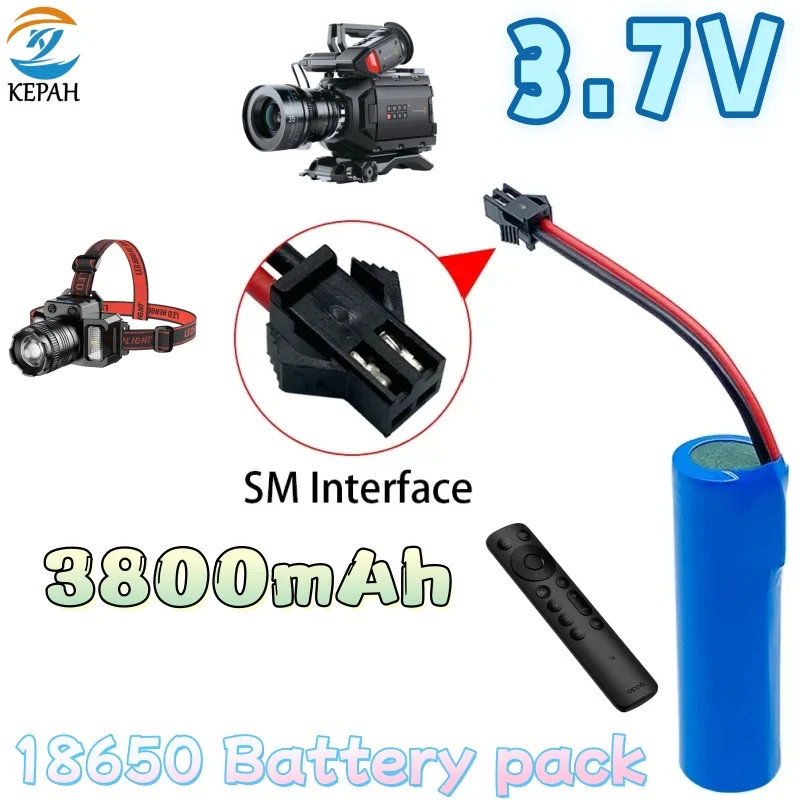 Single 18650 Battery 3.7V Rechargeable Li-ion Cell Capacity with Top Safety Protection for LED Flashlight and Electric Tools