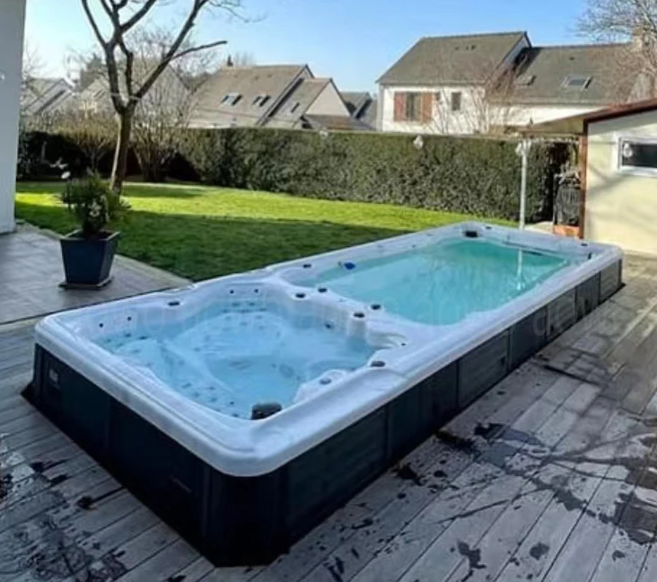 American Acrylic Adult Endless Swimming Pool With Surfing Jetted whirlpool Soaking Built-in Model Massage Jets Hot Tube Outdoor