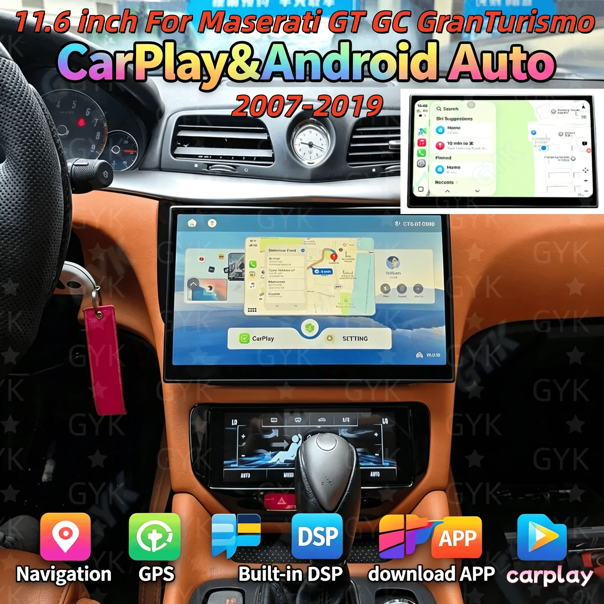 

QLED Screen Multimedia For Maserati GT GC GranTurismo 2007-2019 CarPlay Android Player Auto Air conditioning panel Bluetooth St