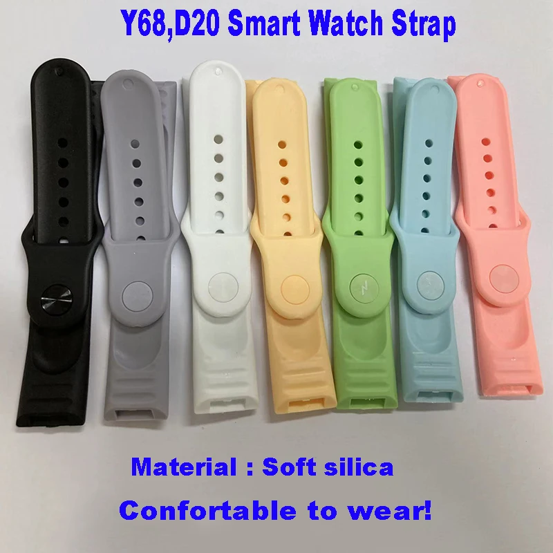 High Quality Silicone Strap for Y68 D20 Smart Watch Smartwatch TPU Belt D20 pro Bracelet Watchband Replacement DIY Accessories