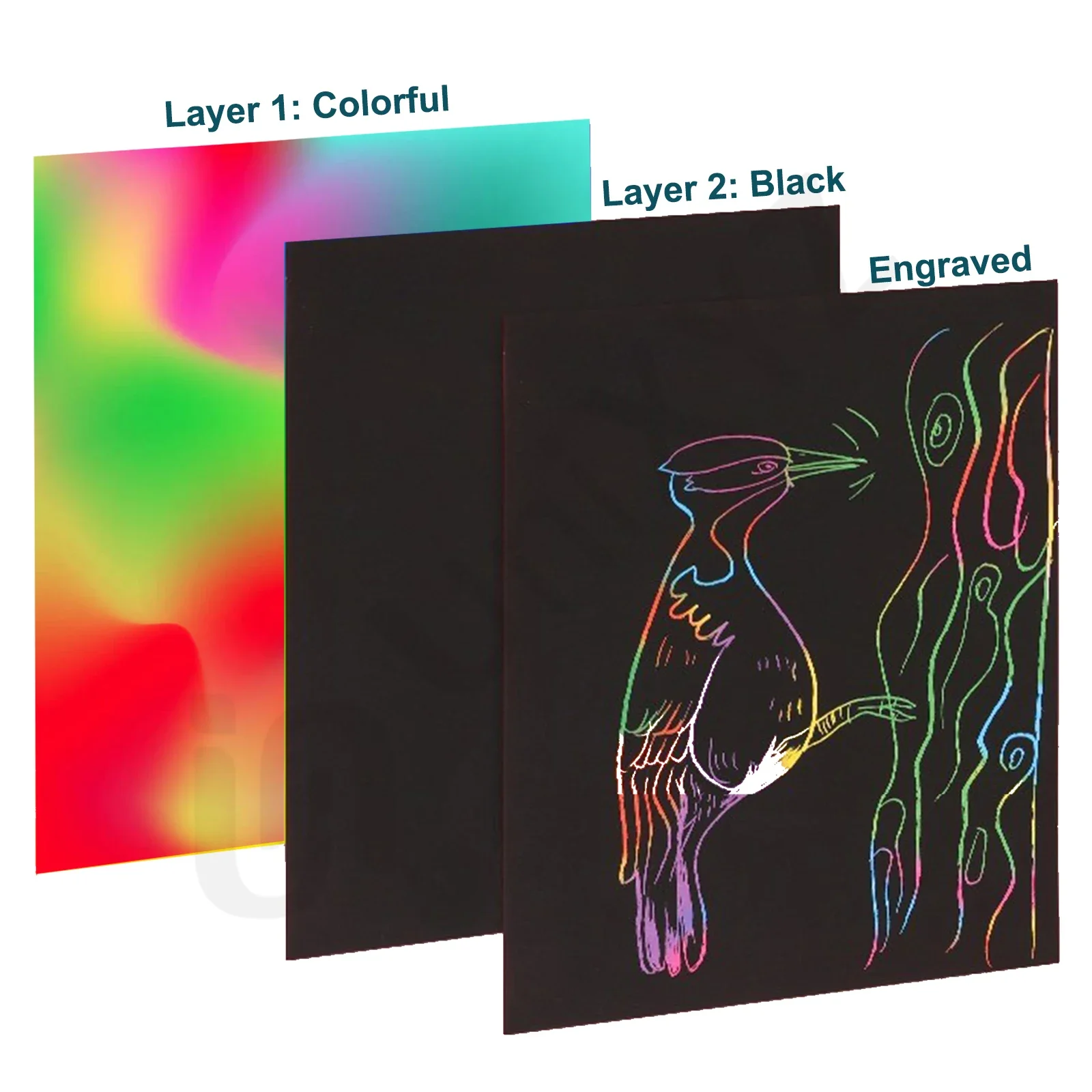 10pcs 8K Laser Engraver Magic Color Rainbow Scratch Art Paper Card Set Random Color For XTool Laser Engraving TTS-55 DIY Drawing