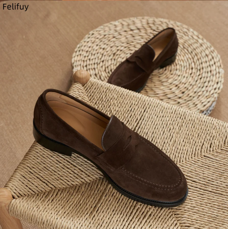 

Men's Classic Retro Comfortable Loafers Moccasins Cow Suede Genuine Leather Fashion Men's Casual Shoes Mens Outdoor Driving Flat