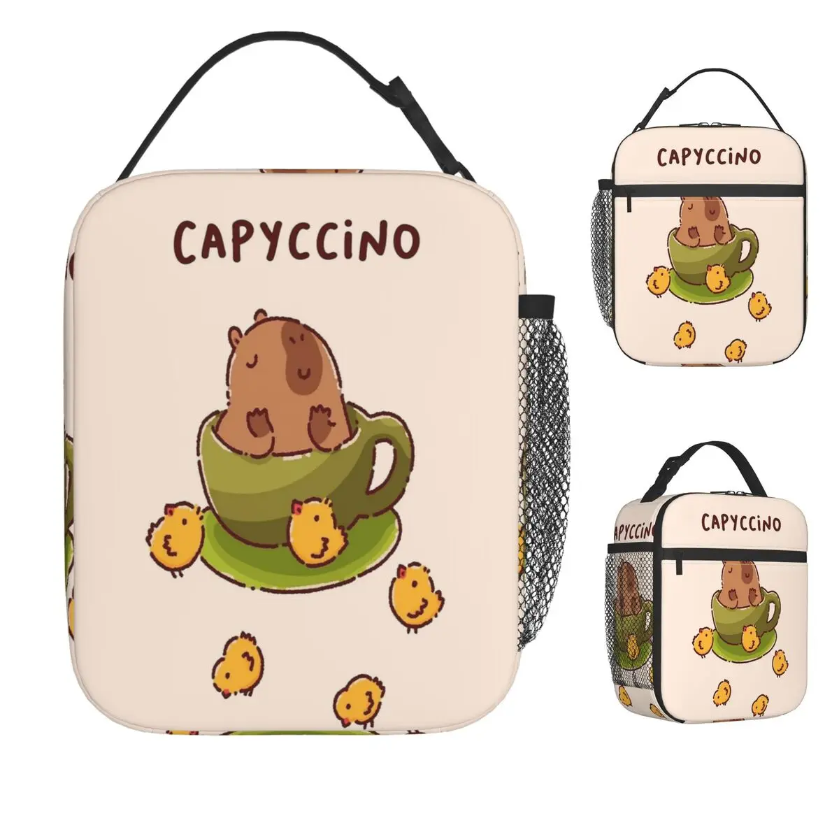 

Capyccino Animal Print Lunch Bag Office Lunch Box For Adult Fashion Print Thermal Tote Handbags Oxford Cooler Bag