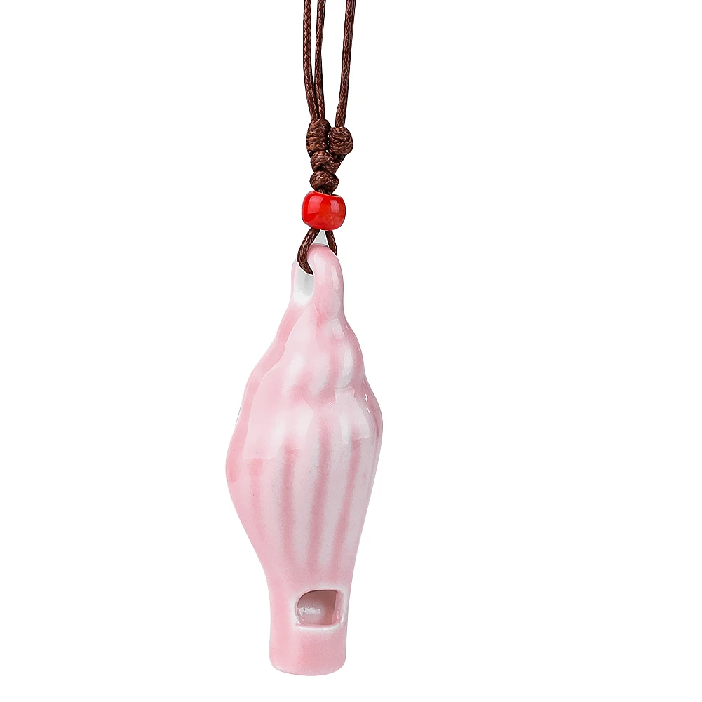 Ceramic Shell Shape Whistle Necklace Whistle Adjustable Sweater Chain Clothing Decoration Children's Gift Seaside Beach Souvenir