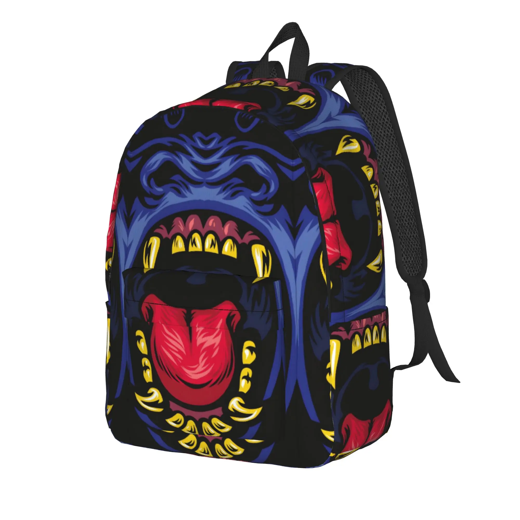 Dark Panther Demon Backpack  Funny Backpacks Men Camping Breathable School Bags Design Rucksack