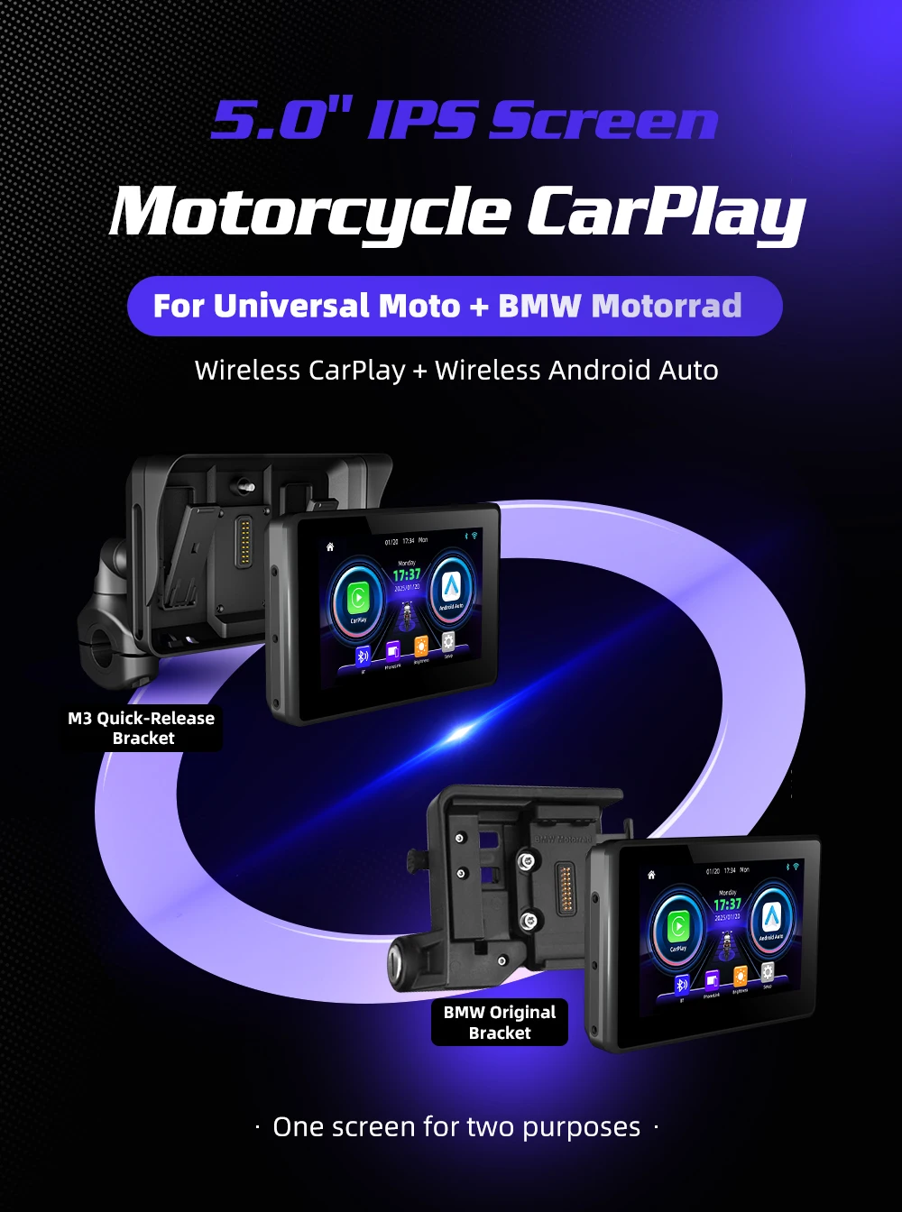 EKIY Spezielle Für BMW R1200GS R1250GS R1300GS F800 F850 F900 S1000XR Drahtlose CarPlay Moto Android Auto GPS Motorrad Navigation – Detail 1