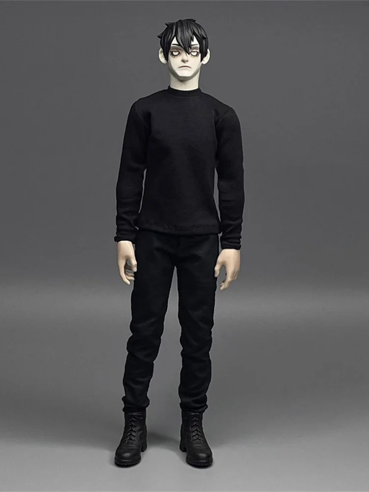 1/6 Scale Trendy Handsome Black Cotton Jacket Leather Jacket Long Sleeved Top Long Pants Fit 12 inch Action Figure Model Toys