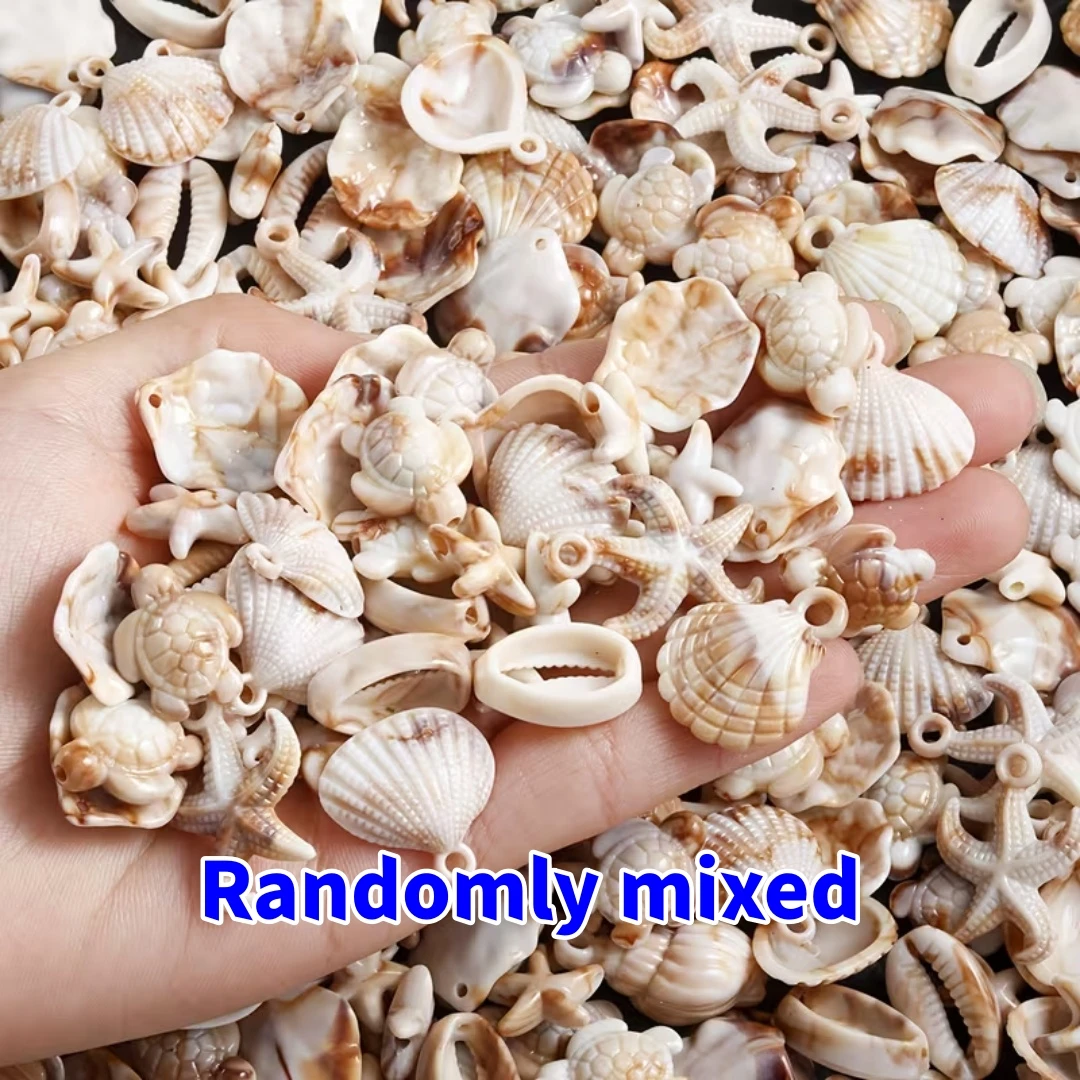 50g/1.76oz 14-25mm Ocean Themed Beads, Randomly Mixed in Various Shapes, Acrylic Bead Decoration, DIY, Accessories, Pendants, De
