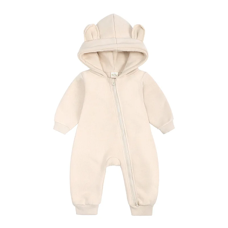 Jumpsuit Kids Long Sleeve Bodysuit Snowsuit Infant Baby Boys Girls Warm Cute Romper Newborn Cotton Fleece Cartoon  Bear Hooded