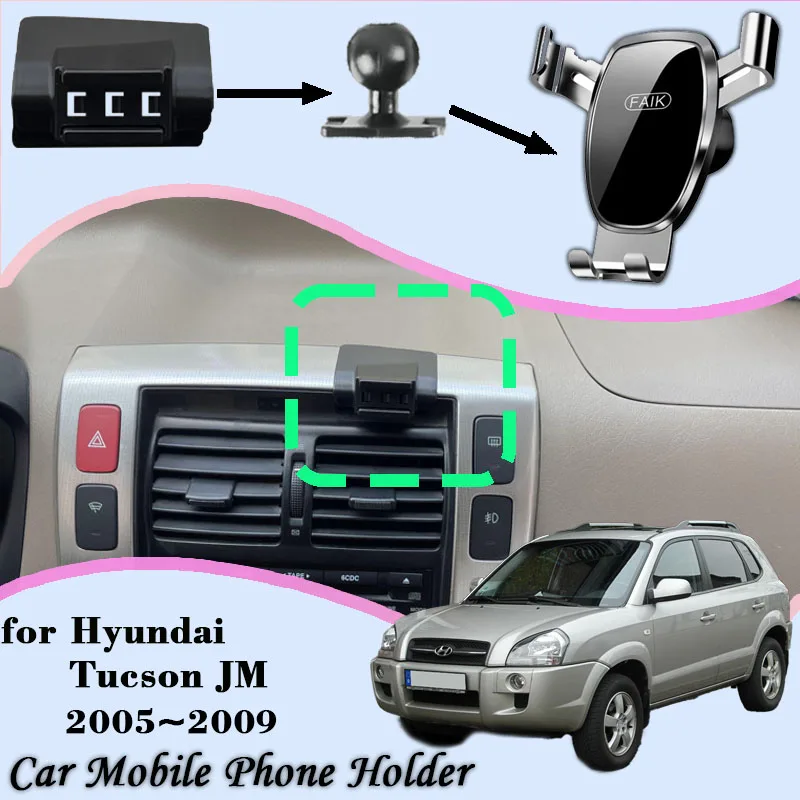 

Car Mobile Phone Holder For Hyundai Tucson JM 2005~2009 2006 360 Rotating Gravity Bracket GPS Mount Navigation Stand Accessories