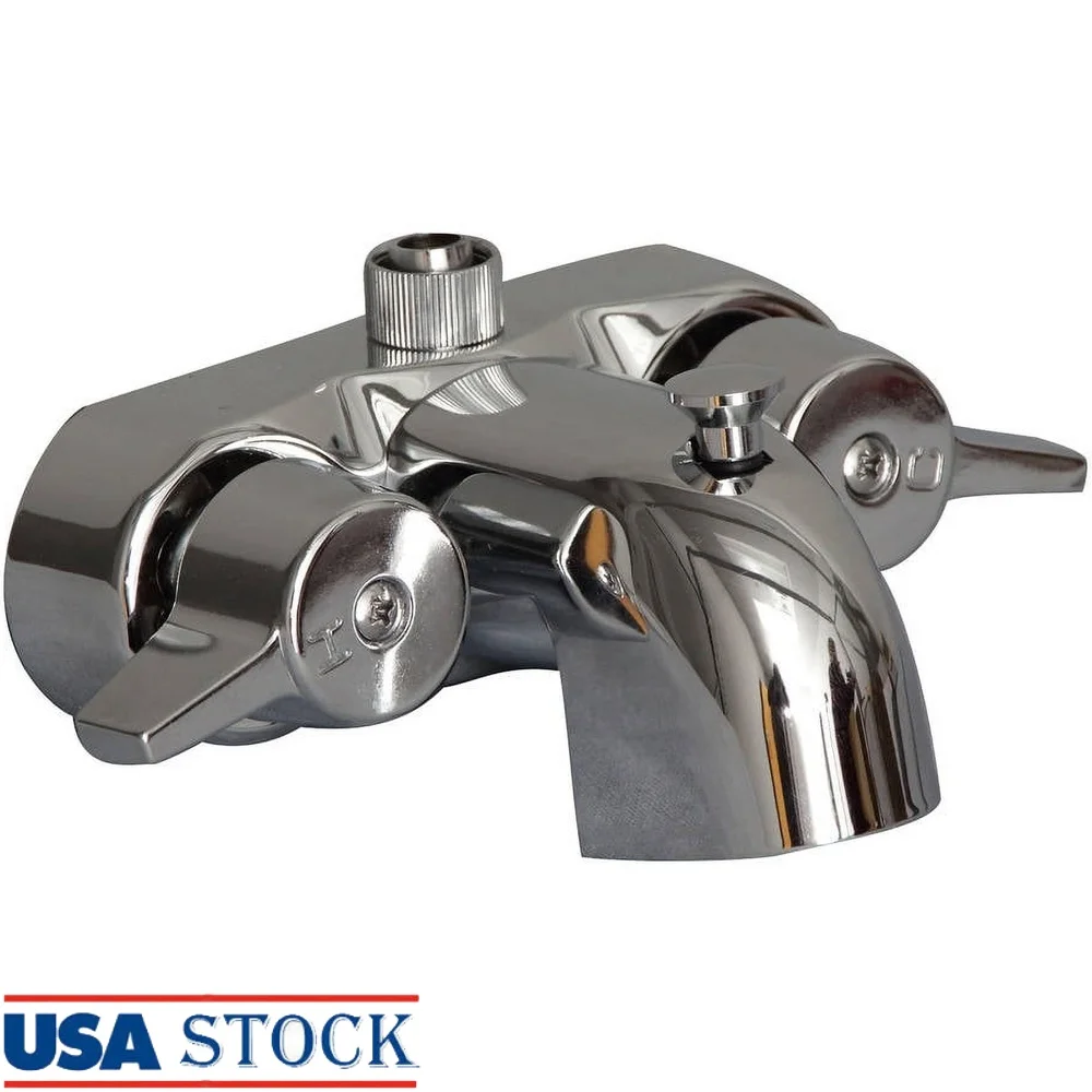 

Переключающий излив для ванны с ручками, полированный хромированный металлический корпус, латунные фитинги, излив для душа, 4 галлона в минуту, скорость потока, аксессуар для ванны на ножках