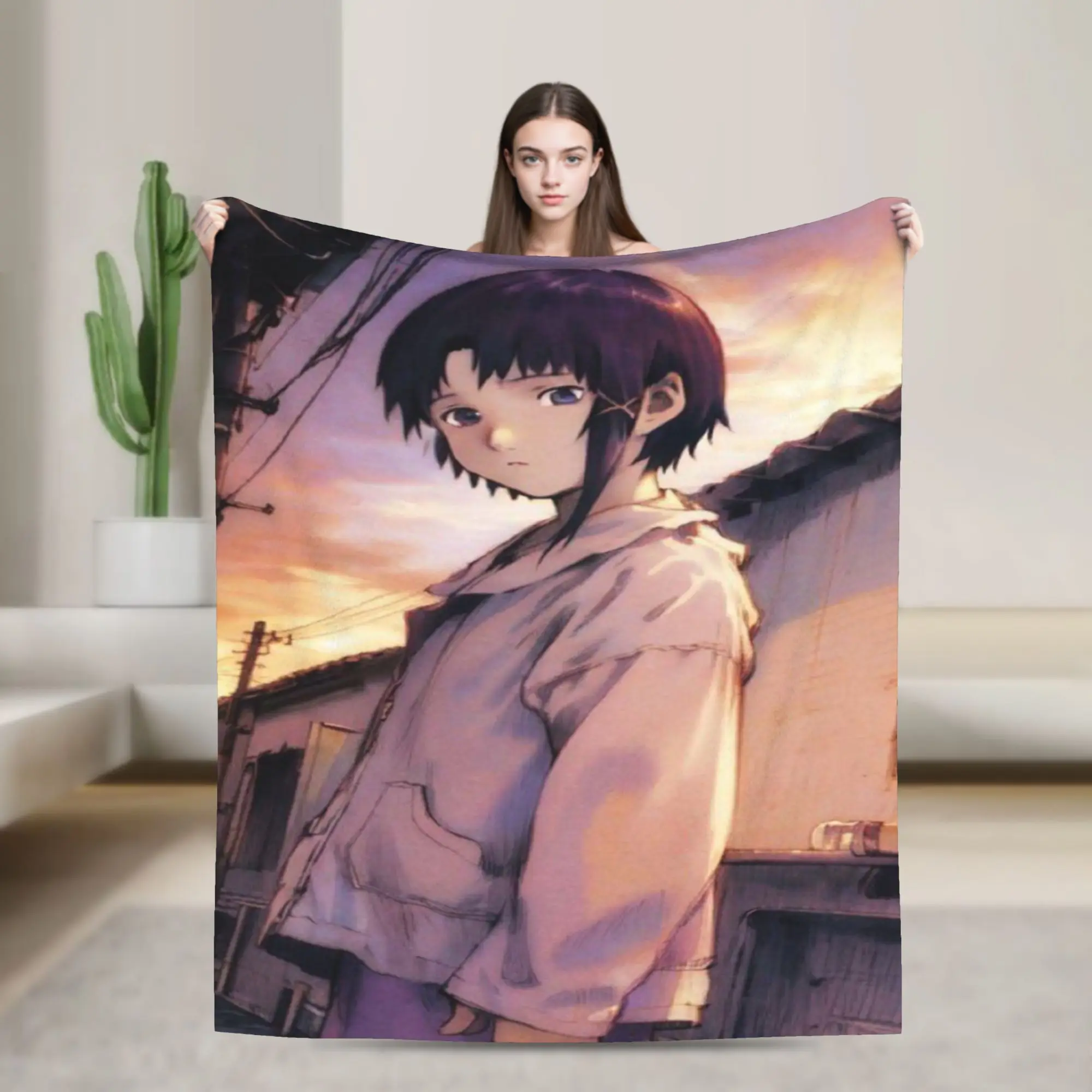 Anime Serial Experiments Lain Warm Soft Blanket Children Plush Throw Blanket Novelty Home Decor Flannel Bedspread Sofa Bed Cover