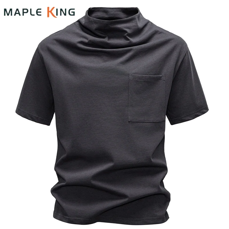 Japanese Streetwear Mens Cotton T Shirt 2025 Vintage Short Sleeve Stacked Collar Hip Hop Man Clothes Luxury Designer T-shirts