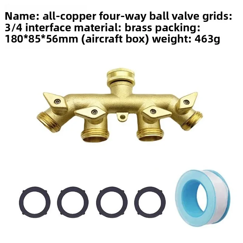 Garden Tap Y-Type Watering Connector Distributor for Outdoor Faucet 3/4 Inch 2/4-Way Brass Garden Hose Splitter