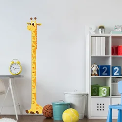Cartoon Giraffe Height Scale Wall Sticker Kids Room Background Decoration Mural Children Bedroom Self-adhesive Home Decor Decals
