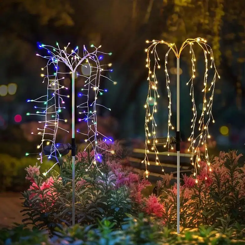 Outdoor Solar Firefly Lights, Lâmpada decorativa de paisagem, Luz solar, Fairy Garden, impermeável, 160 LED