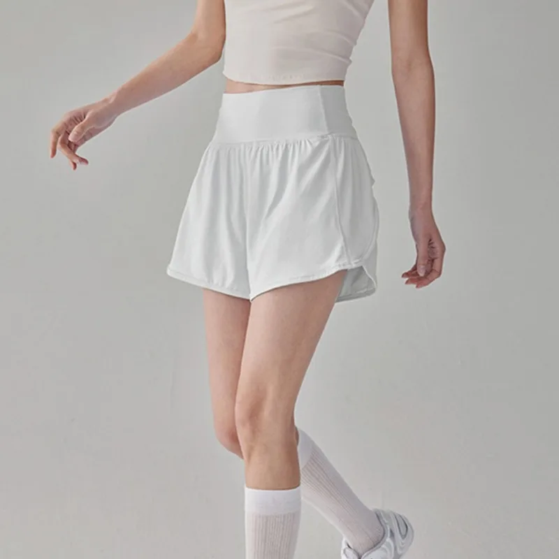 Women High Waist Anti Che Sports Shorts Loose Running Yoga Training Fitness Three Quarter Pants